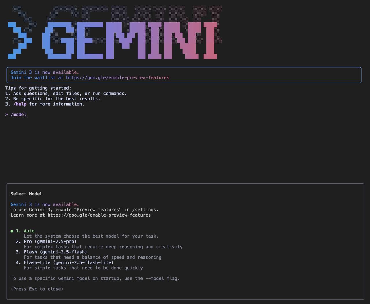 Gemini 3 доступна в CLI